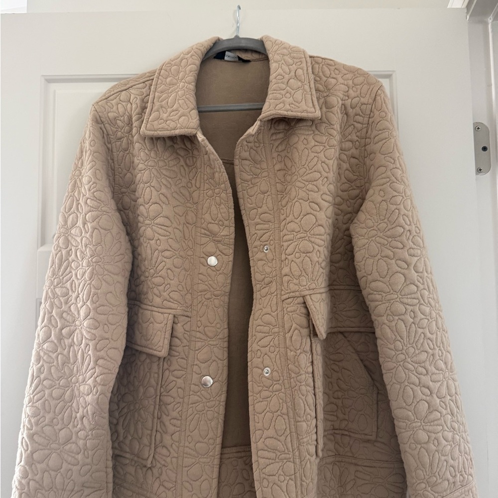 Beige Floral Quilted Jacket